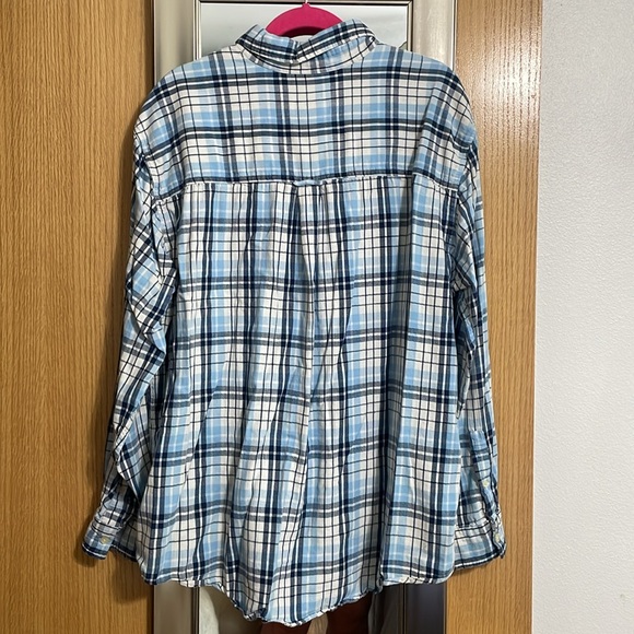Chaps XXL plaid long sleeve button down shirt blues and white - Picture 9 of 10